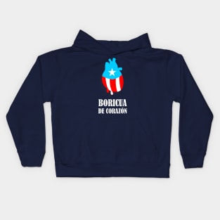 Boricua Flag Heart Text Kids Hoodie